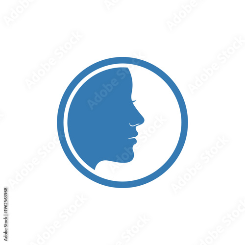 Blue silhouette of a human head.