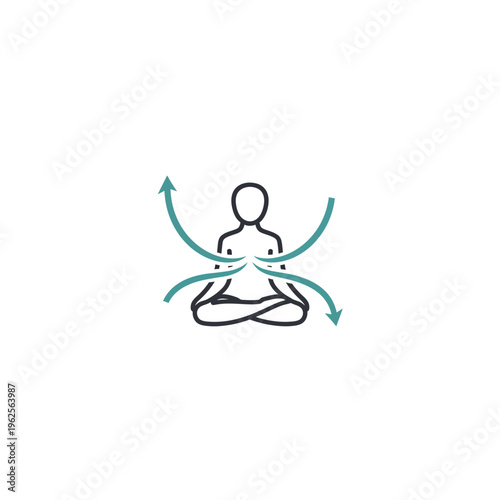 yoga meditation icon with arrows.