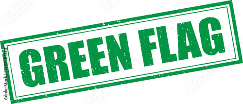 Green Flag Rubber Stamp Sign Mark Word Text Written in Grunge Vector in Double Sharp Border in Transparent Background, Svg, Png