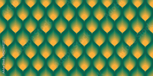 Peacock feather seamless pattern, abstract geometric Indian motif
