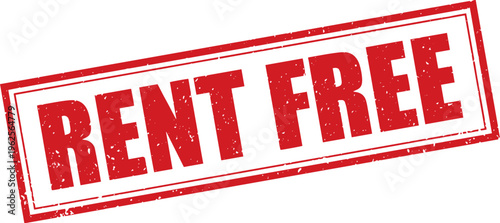 Red Rent Free Rubber Stamp Sign Mark Word Text Written in Grunge Vector in Double Sharp Border in Transparent Background, Svg, Png