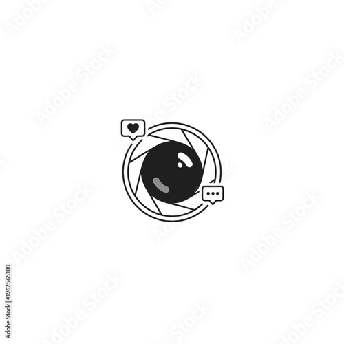 Social media camera icon with likes.