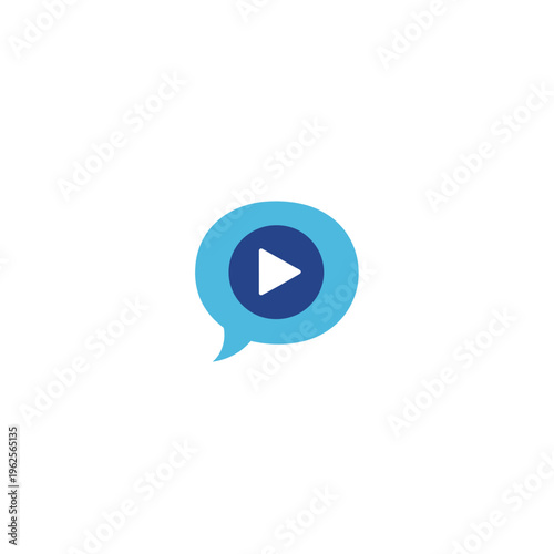 Play button icon in speech bubble.