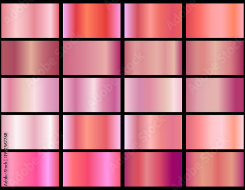 pink shiny metallics. Metallic gradient effects for designing texts and bulletin boards, infographics. Metallic flag.