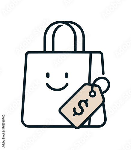 Everyday shopping readiness and preparing to make quick consumer purchases through accessible modern retail interaction, a clean reusable shopping tote combined with a small price