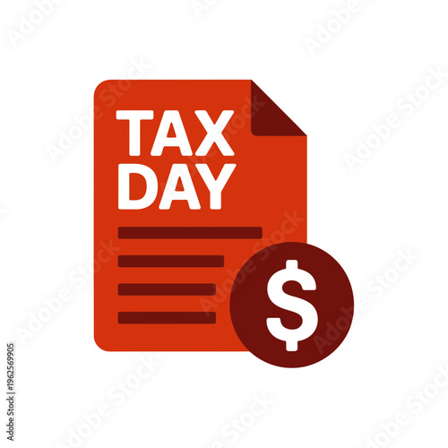 Tax Day icon illustration with dollar sign and document
