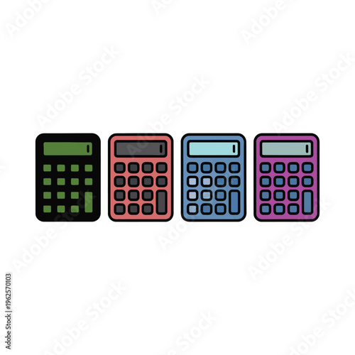 Calculator icons set for business and education purposes vector illustration