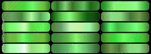 Green leaf texture background set. Green metallic gradient collection. green palette