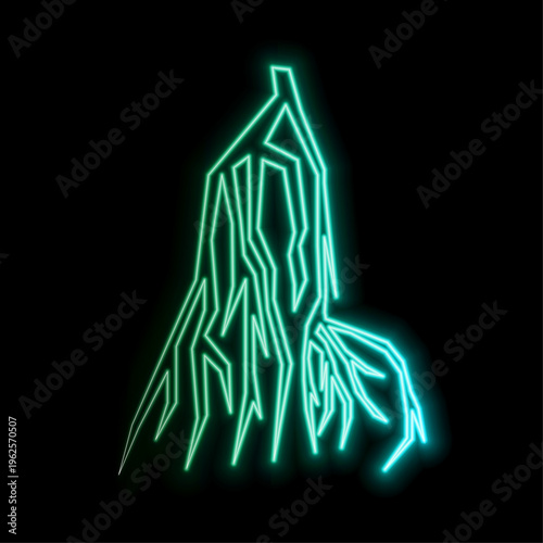 Neon Lightning Energy Bolt Line Icon for App Interface