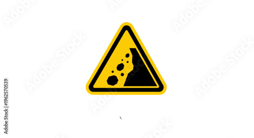 Warning sign for landslide or rockfall area.