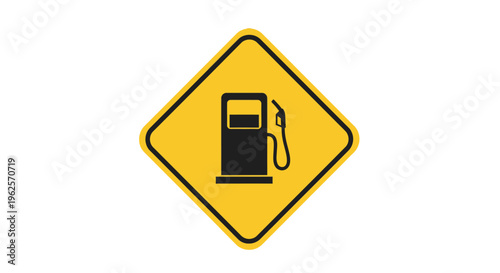 Gas station sign on yellow background.