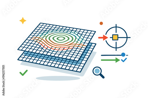 Moire pattern analysis for detecting micro misalignment in layered materials and precision printing systems, two overlapping fine grids creating a visible interference pattern with