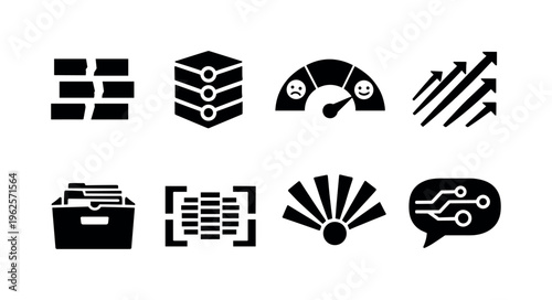 Natural language processing engineering: tokenization split blocks, language model node stack, sentiment polarity gauge, text embedding vector arrows, attention mechanism rays fan