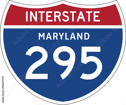Interstate 295 Maryland MD I-295 US Interstate Highway Route Shield Badge Vector

