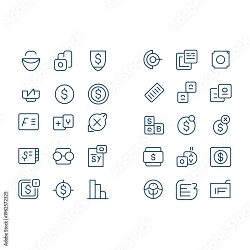 Finance icons set for business and money management applications