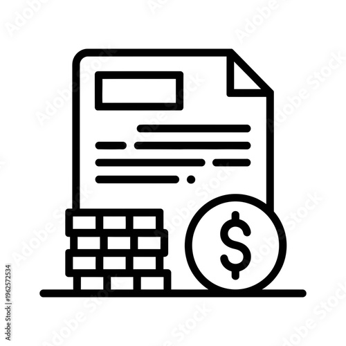 Invoice icon with money and payment details in a simple design