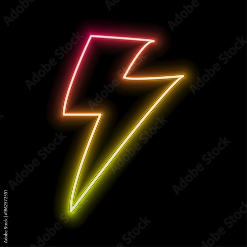 Neon Lightning Energy Power Line Icon for Web Design