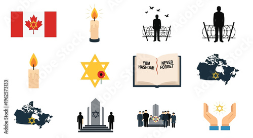 Remembrance and mourning symbols including flags candles and memorials high quality