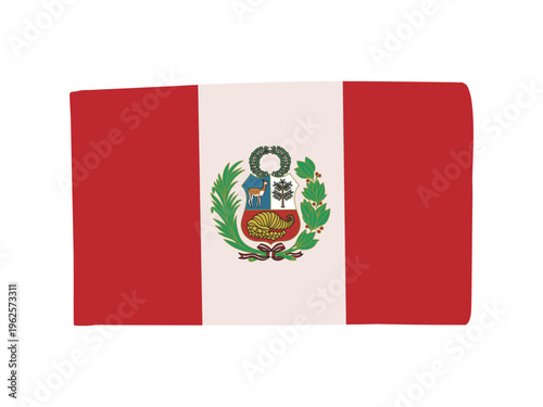 かわいいペルーの国旗アイコン　手描きタッチの旗イラスト