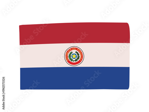 かわいいパラグアイの国旗アイコン　手描きタッチの旗イラスト