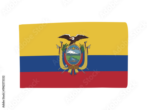 かわいいエクアドルの国旗アイコン　手描きタッチの旗イラスト