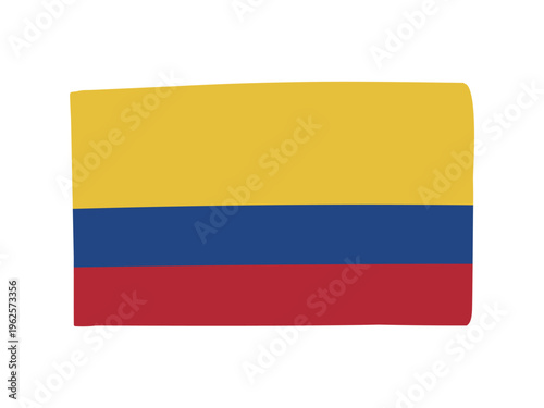 かわいいコロンビアの国旗アイコン　手描きタッチの旗イラスト