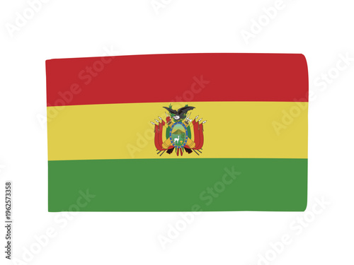 かわいいボリビアの国旗アイコン　手描きタッチの旗イラスト