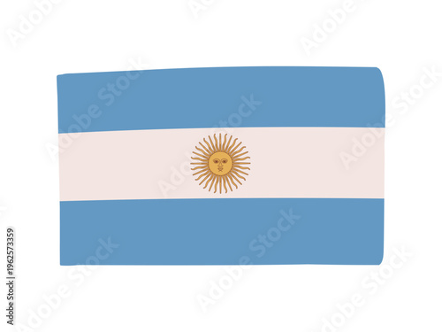 かわいいアルゼンチンの国旗アイコン　手描きタッチの旗イラスト