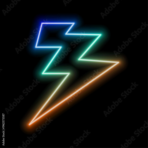 Electric Neon Lightning Bolt Icon for Technology UI