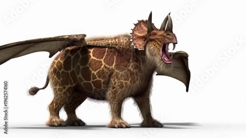 Triceromammal with wings moving aone