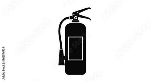 A black fire extinguisher depicted in a stark striking silhouette