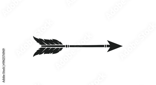 A black arrow illustration with feathered fletching simple silhouette