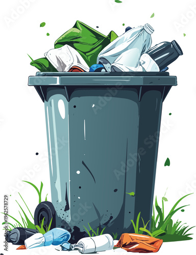 trash can with garbage recycling vector graphic icon design
