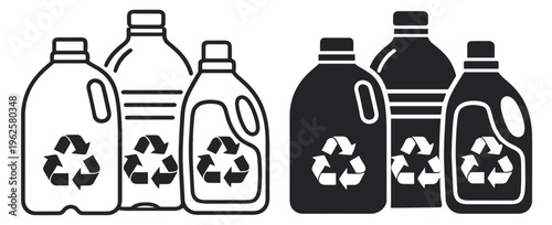plastic bottle recycling icon, waste containers and eco reuse vector symbol, environmental sustainability and packaging line illustration on transparent background