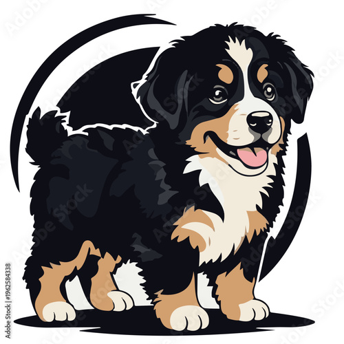 Minimalist vector logo of Bernese Mountain Dog