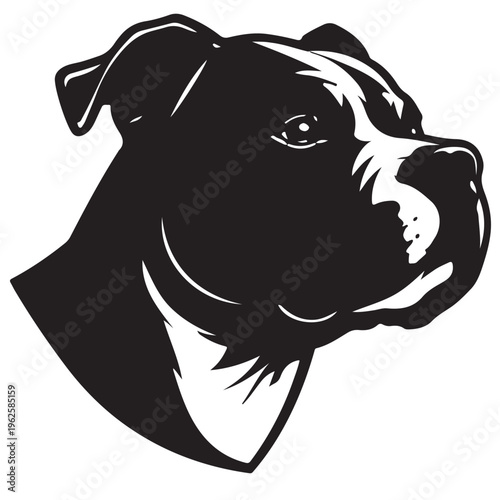 Vector simple illustration of a muscular bulldog head in profile