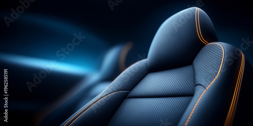 Luxury perforated leather car seat with orange stitching