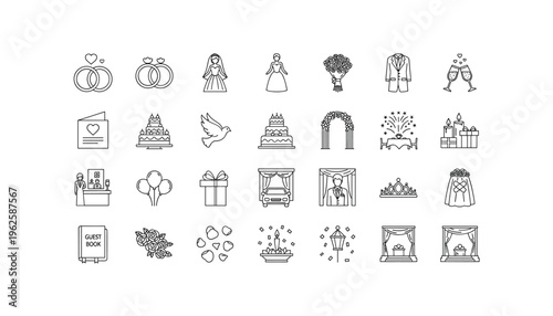 Wedding planning icons for modern couples