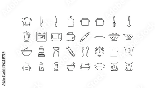 Kitchen utensils and cooking essentials for culinary professionals