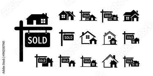 Sold Sign with House Silhouette