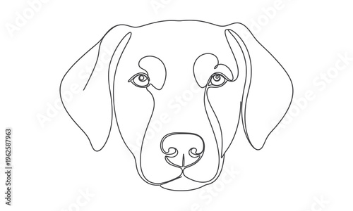 Dog Face Portrait Continuous Line Art Minimal Pet Animal Vector Illustration