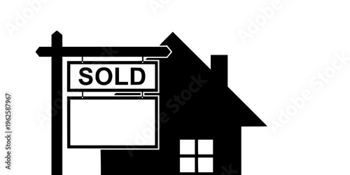Sold Sign with House Silhouette
