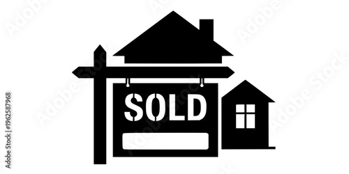 Sold Sign with House Silhouette