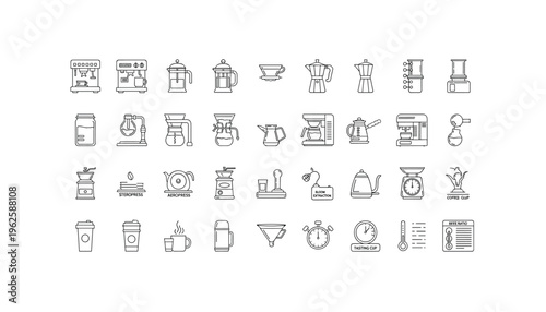 Variety of coffee makers and brewing equipment for perfect cup