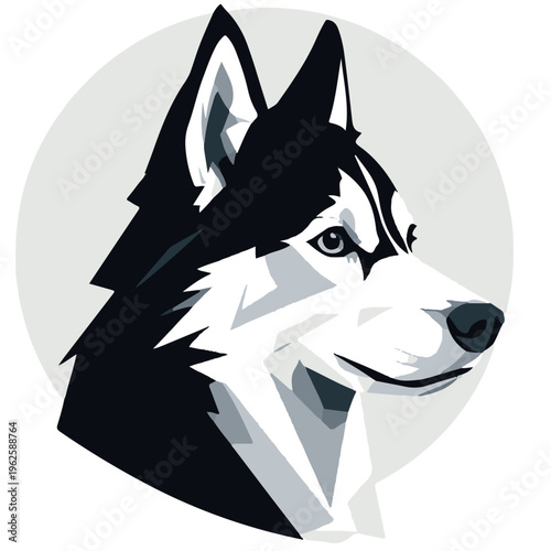 Simple vector cartooned Siberian Husky dog character ready to print