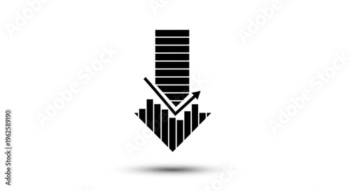 Downward trending bar graph and arrow indicating financial loss or market decline, representing economic downturn and negative performance.