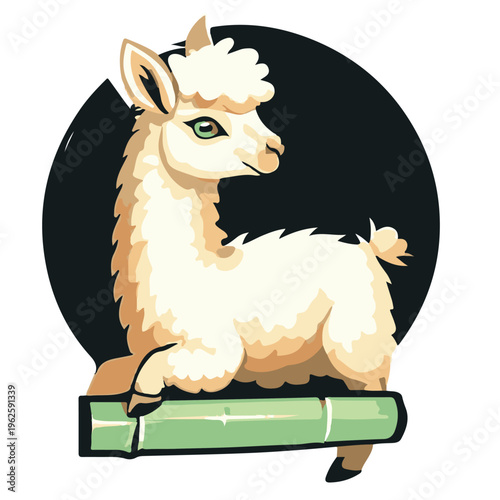 Vector logo element of a cute llama