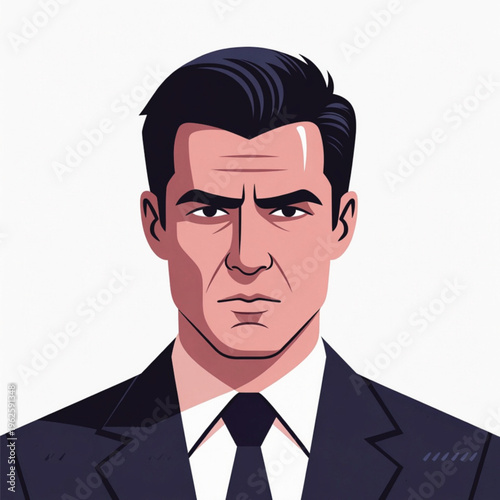 Business A man in a suit and tie looks serious and confident always Vector
