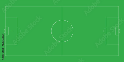 Football fields top view. Soccer grass fields with chalk lines. Green grass field background. Vector Football - Soccer Field. Scheme and marking of the football field, soccer field.