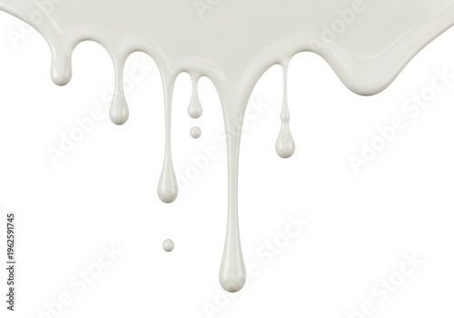 White liquid or milk dripping isolated on white background